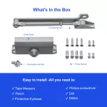 FR5012AW Hydraulic Automatic Door Closer, Adjustable Spring Size 2, Regular Arm, Cast Aluminum Body