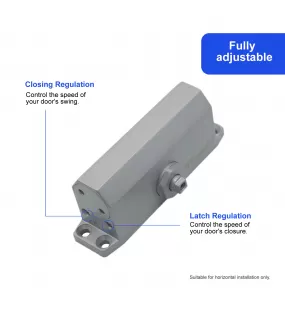 FR5013AW Hydraulic Auto Door Closers, Adjustable Spring Size 3, Regular Arm, Cast Aluminum Body