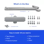 FR5034AW Hydraulic Automatic Door Closer, Adjustable Spring Size 4, Regular Arm, Cast Aluminum Body