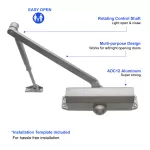 FR5045AW Heavy Duty Automatic Commercial Door Closer, Adjustable Spring Size 5, Regular Arm, Cast Aluminum Body