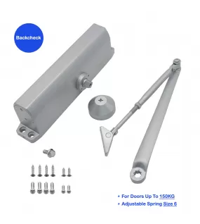 FR5056BW Heavy Duty Automatic Hydraulic Door Closer, Spring Power Size 6, Regular Arm, Backcheck Adjustable